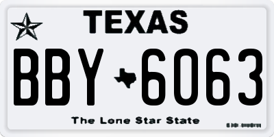 TX license plate BBY6063