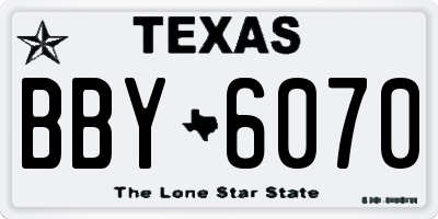 TX license plate BBY6070