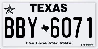 TX license plate BBY6071