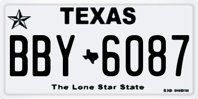 TX license plate BBY6087