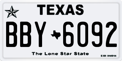 TX license plate BBY6092