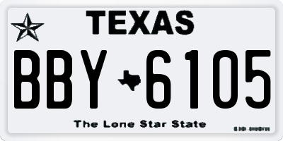 TX license plate BBY6105