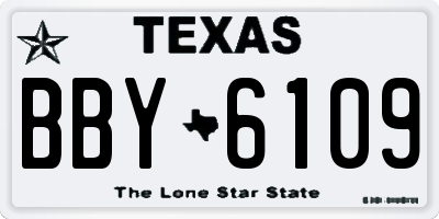 TX license plate BBY6109