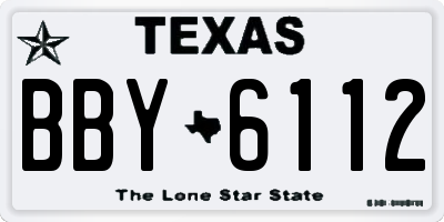 TX license plate BBY6112
