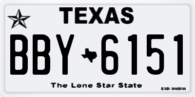 TX license plate BBY6151