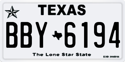 TX license plate BBY6194