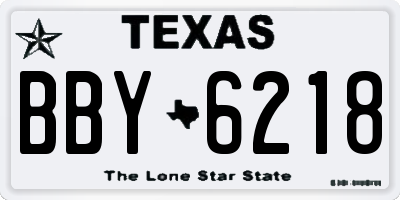 TX license plate BBY6218