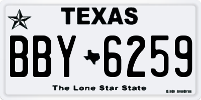 TX license plate BBY6259
