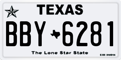TX license plate BBY6281