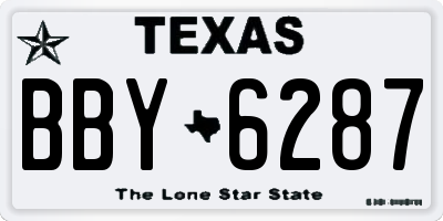 TX license plate BBY6287