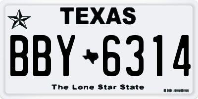 TX license plate BBY6314