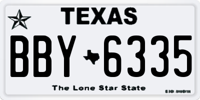 TX license plate BBY6335