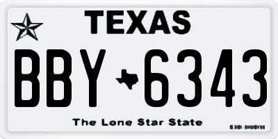 TX license plate BBY6343