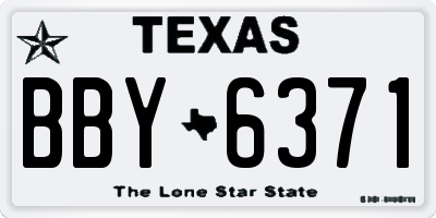 TX license plate BBY6371