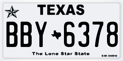 TX license plate BBY6378