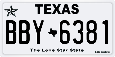 TX license plate BBY6381