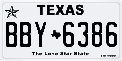 TX license plate BBY6386