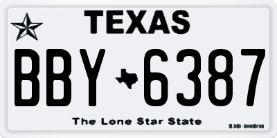 TX license plate BBY6387