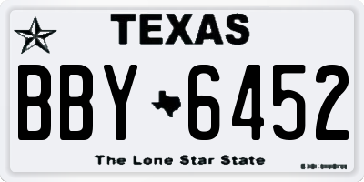 TX license plate BBY6452
