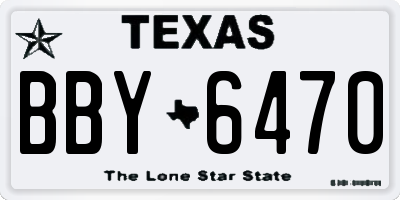 TX license plate BBY6470
