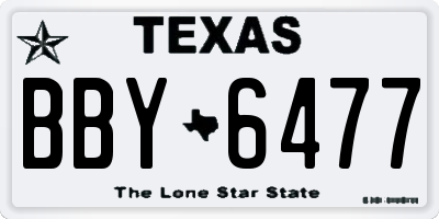 TX license plate BBY6477
