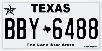 TX license plate BBY6488