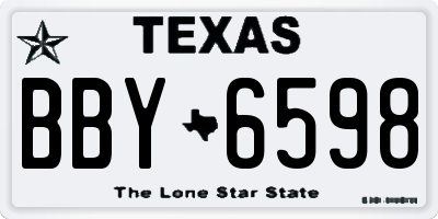 TX license plate BBY6598