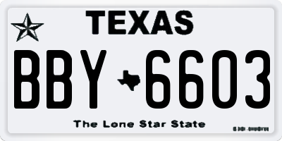 TX license plate BBY6603