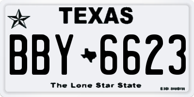 TX license plate BBY6623