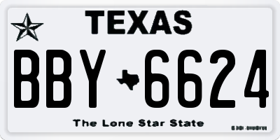 TX license plate BBY6624