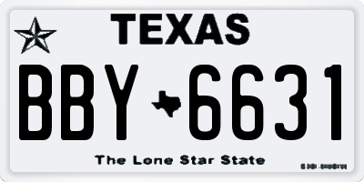 TX license plate BBY6631