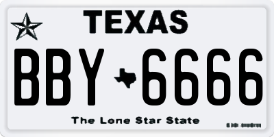 TX license plate BBY6666