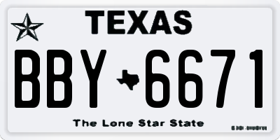 TX license plate BBY6671