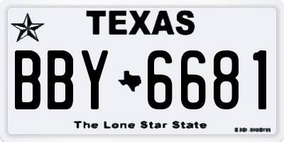 TX license plate BBY6681