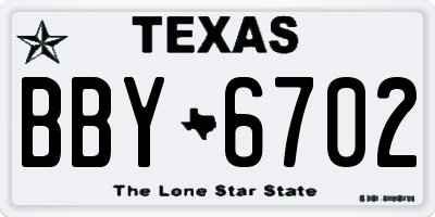 TX license plate BBY6702