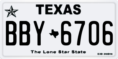 TX license plate BBY6706