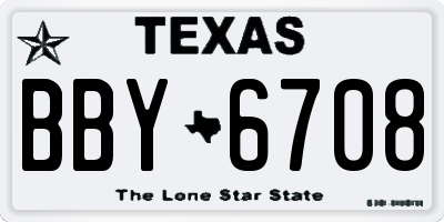 TX license plate BBY6708