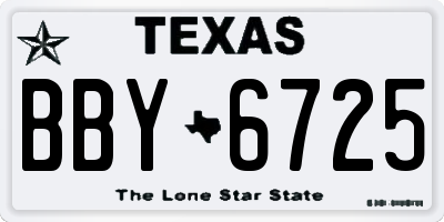 TX license plate BBY6725