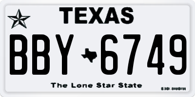 TX license plate BBY6749