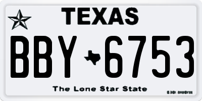 TX license plate BBY6753
