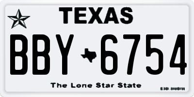 TX license plate BBY6754