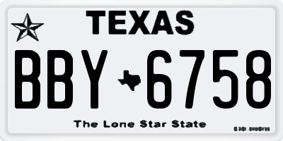 TX license plate BBY6758