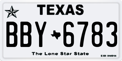 TX license plate BBY6783