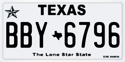 TX license plate BBY6796