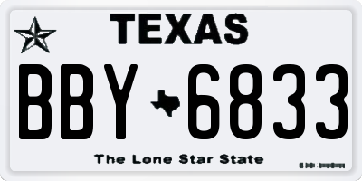 TX license plate BBY6833
