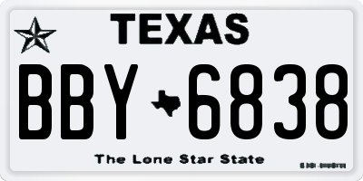 TX license plate BBY6838