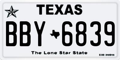 TX license plate BBY6839