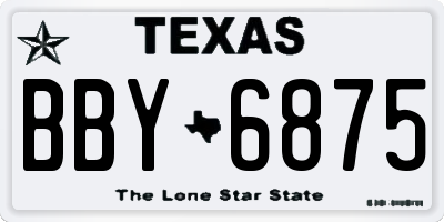TX license plate BBY6875