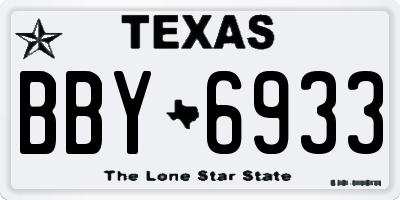 TX license plate BBY6933