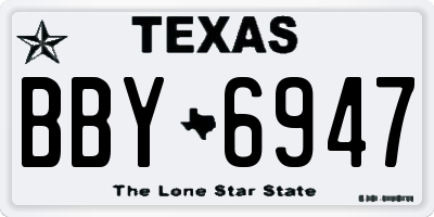 TX license plate BBY6947